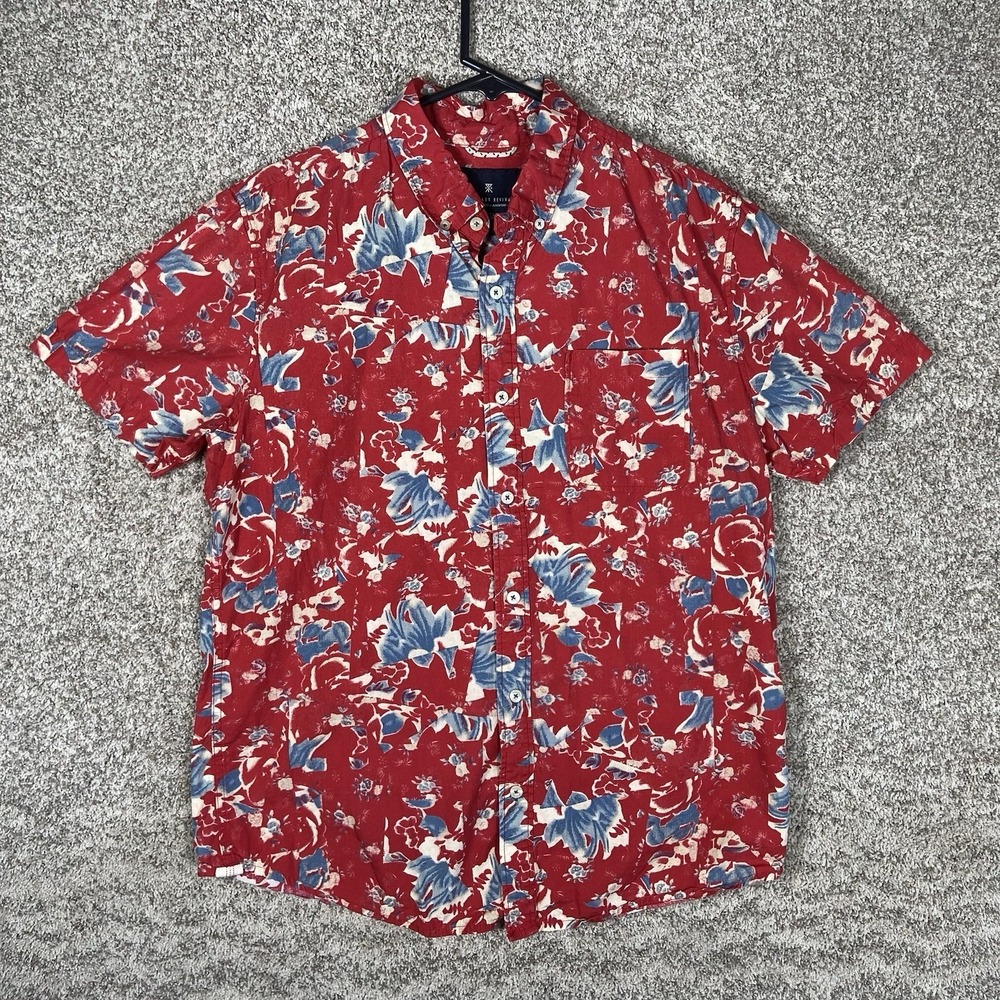 Roark Revival Shirt Mens Large Hawaiian Floral Short Sleeve Button Down Aloha